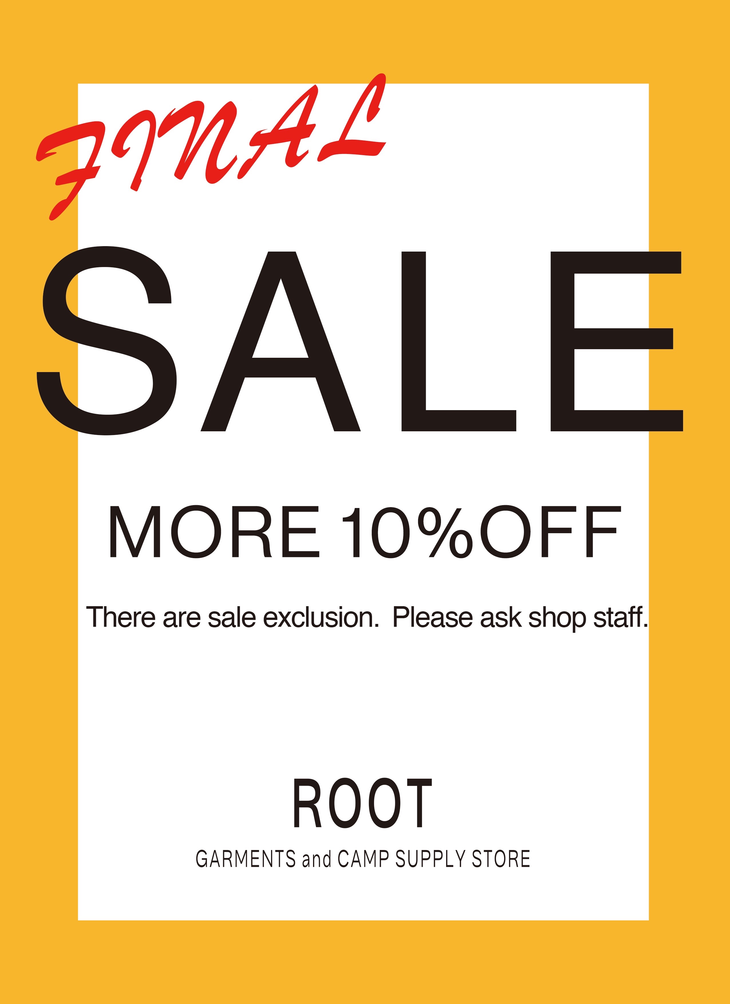 ROOT DAIKANYAMA “FINAL SALE”!!