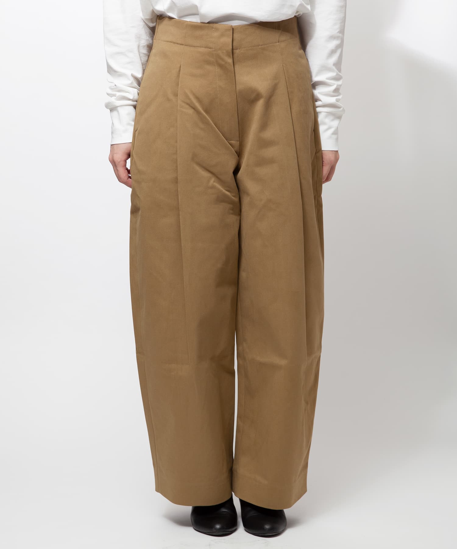 STUDIO NICHOLSON PEACHED COTTON TWILL VOLUME PLEAT PANTS