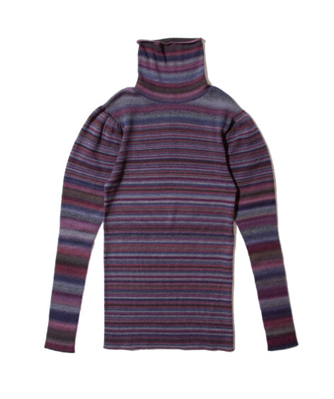 RHODOLIRION Turtle Neck Puff Sleeve Sweater – Stripe / ロードリリオン タートルネックパフスリーブスウェットストライプ
