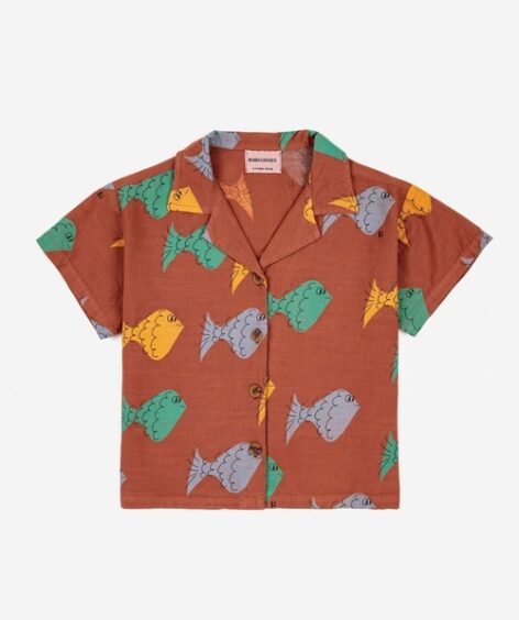 Bobo Choses Multicolor Fish all over woven shirt / ボボショーズ マルチカラー フィッシュ オールオーバー シャツ
