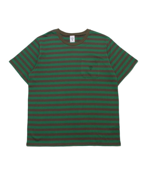 South2 West8 S/S RoundPocket TeeCotton Stripe Jersey / サウスツーウエストエイト S/SラウンドポケットTシャツコットンストライプジャージ