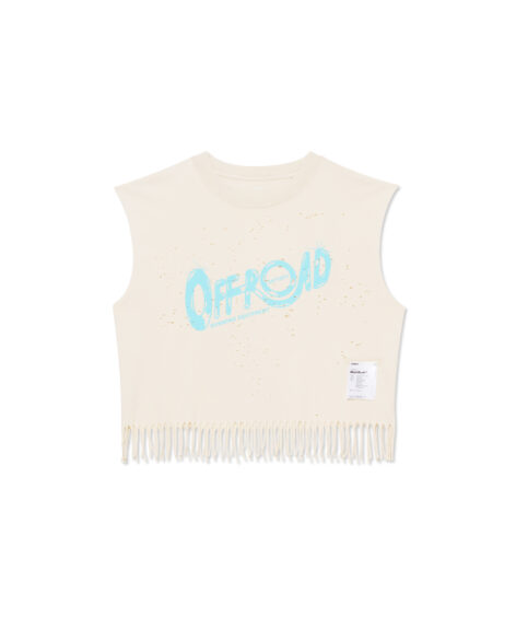 SATISFY MothTech Cropped Fringed Muscle Tee / サティスファイ モスティッククロップフリンジマッスルティー