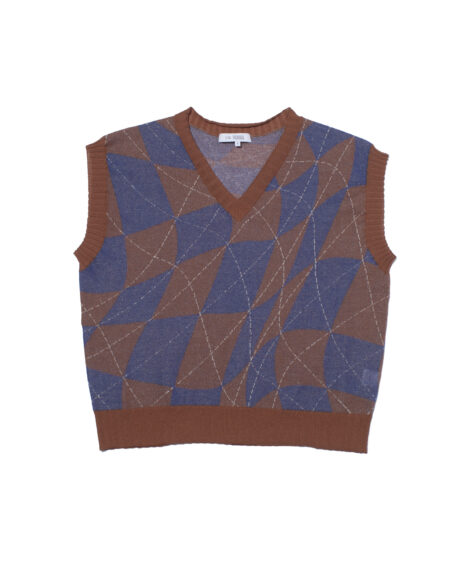 F/CE. DISTORTED CHECKERBOARD PATTERN KNIT VEST / エフシーイー ディストーテッド チェッカーボード パターン ニット ベスト