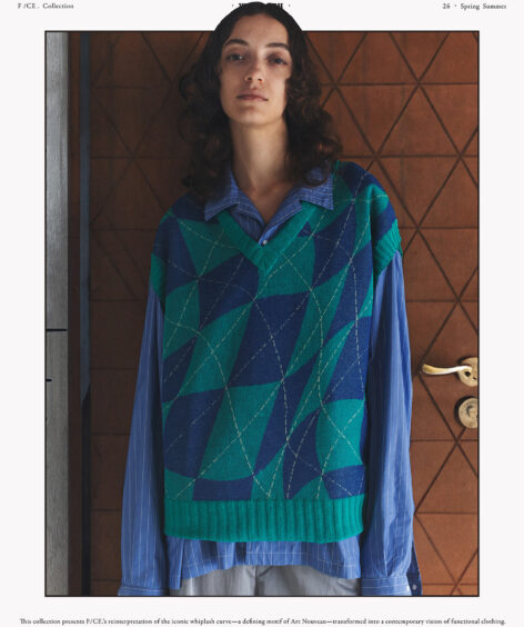 F/CE. DISTORTED CHECKERBOARD PATTERN KNIT VEST / エフシーイー ディストーテッド チェッカーボード パターン ニット ベスト