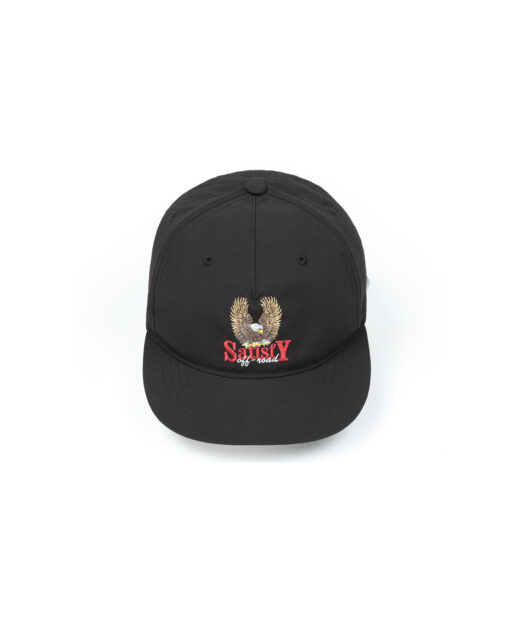 SATISFY FliteSilk™ 5‑Panel Pinch Cap Black EAGLE / サティスファイ フライトシルク 5パネル ピンチ キャップ ブラック イーグル