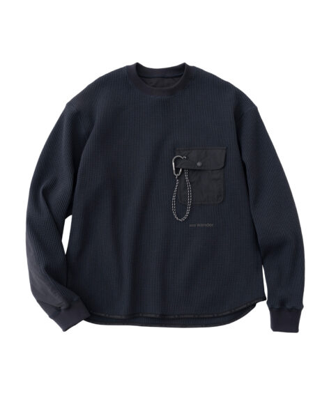 and wander PE waffle LS T / アンドワンダー PE ワッフル ロングスリーブTシャツ