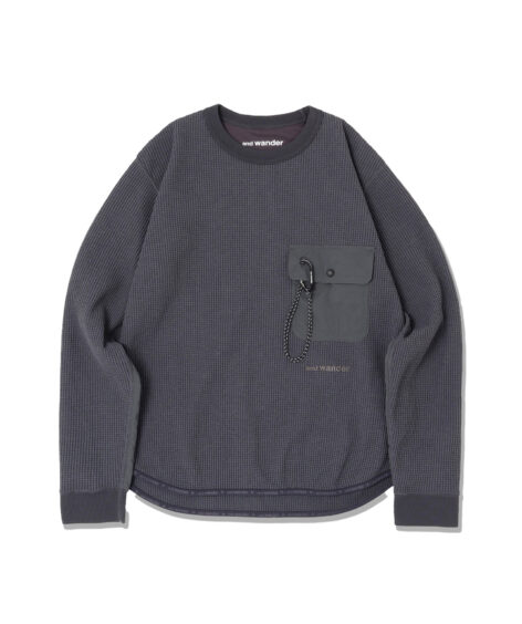 and wander PE waffle LS T / アンドワンダー PE ワッフル ロングスリーブTシャツ