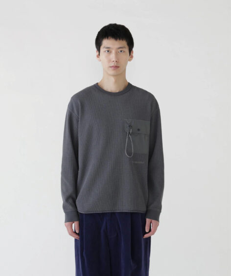 and wander PE waffle LS T / アンドワンダー PE ワッフル ロングスリーブTシャツ