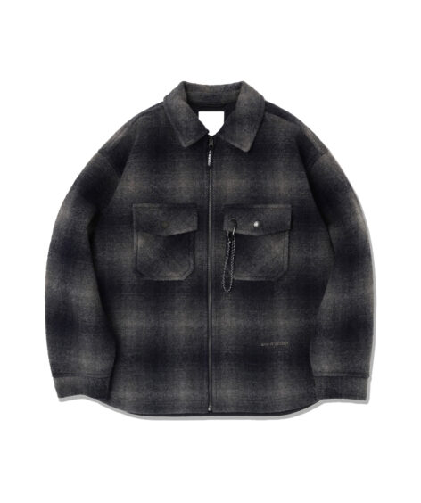and wander wool shaggy check zip jacket / アンドワンダー ウールシャギー チェック ジップジャケット